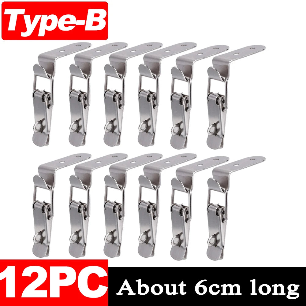 90 Degree Duck Mouth Hasp Lock Silver Metal Spring Hook for Wood Box