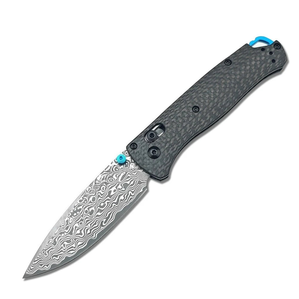 Lightweight BM 535 Damascus Steel Folding Knife Carbon Fiber Handle with Clip EDC Knives Outdoor Camping Fruit Knife Men's Gifts