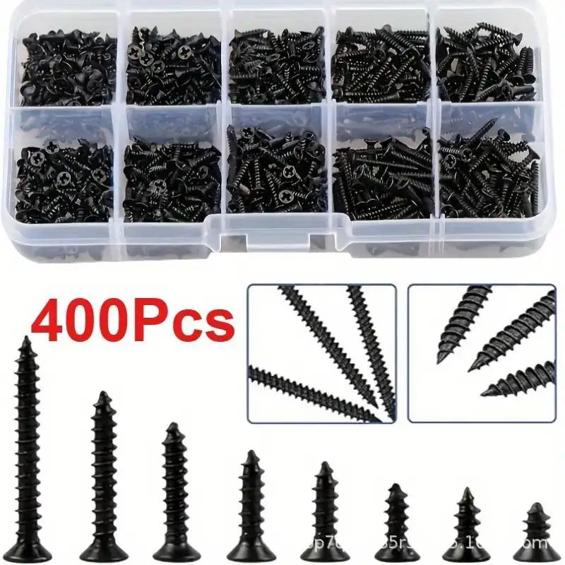 Locking Screws And Wood Screws 400/800PCS/1 Set M2 Black Self Tapping Screw Assortment Kit