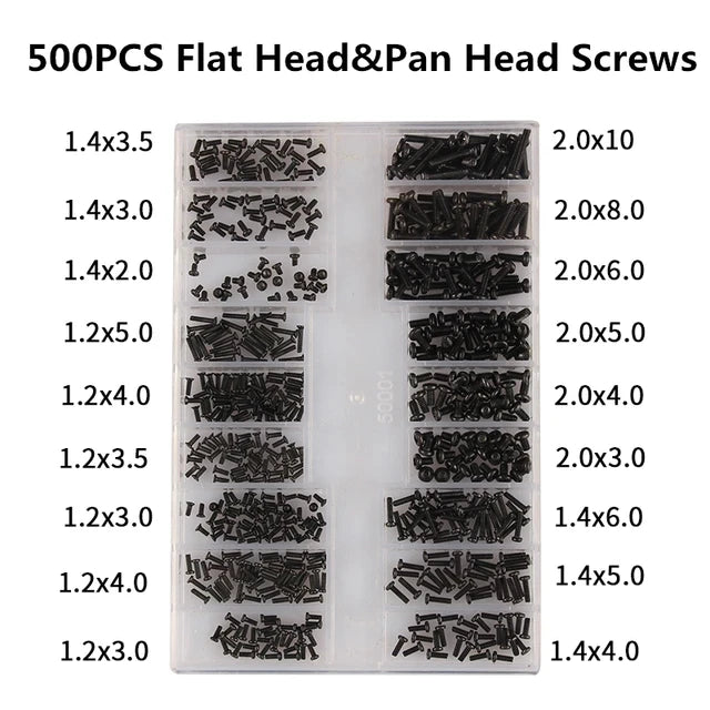 500pcs Mini Screw Nuts Micro Laptop Computer Assemble Repair Screws Fastener Set For Repairing Sunglasses Phone
