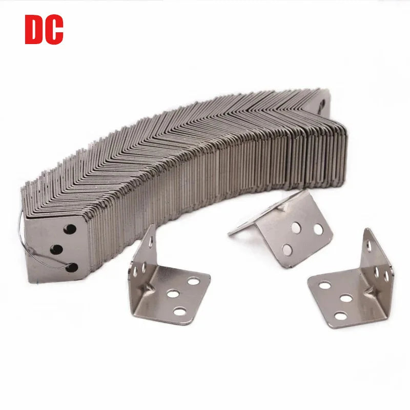 20pcs Stainless Steel L-Shaped Corner Code 90 Degree Laminated Furniture Plate Hardware Right Angle Bracket Cabinets Small