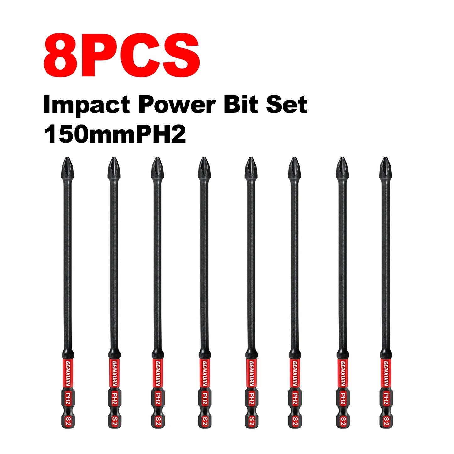 Geinxurn 6 in. Impact Tough #2 Phillips Screwdriver Bits Set, S2 Alloy Steel Impact Tough Screwdriver Power Bit Set