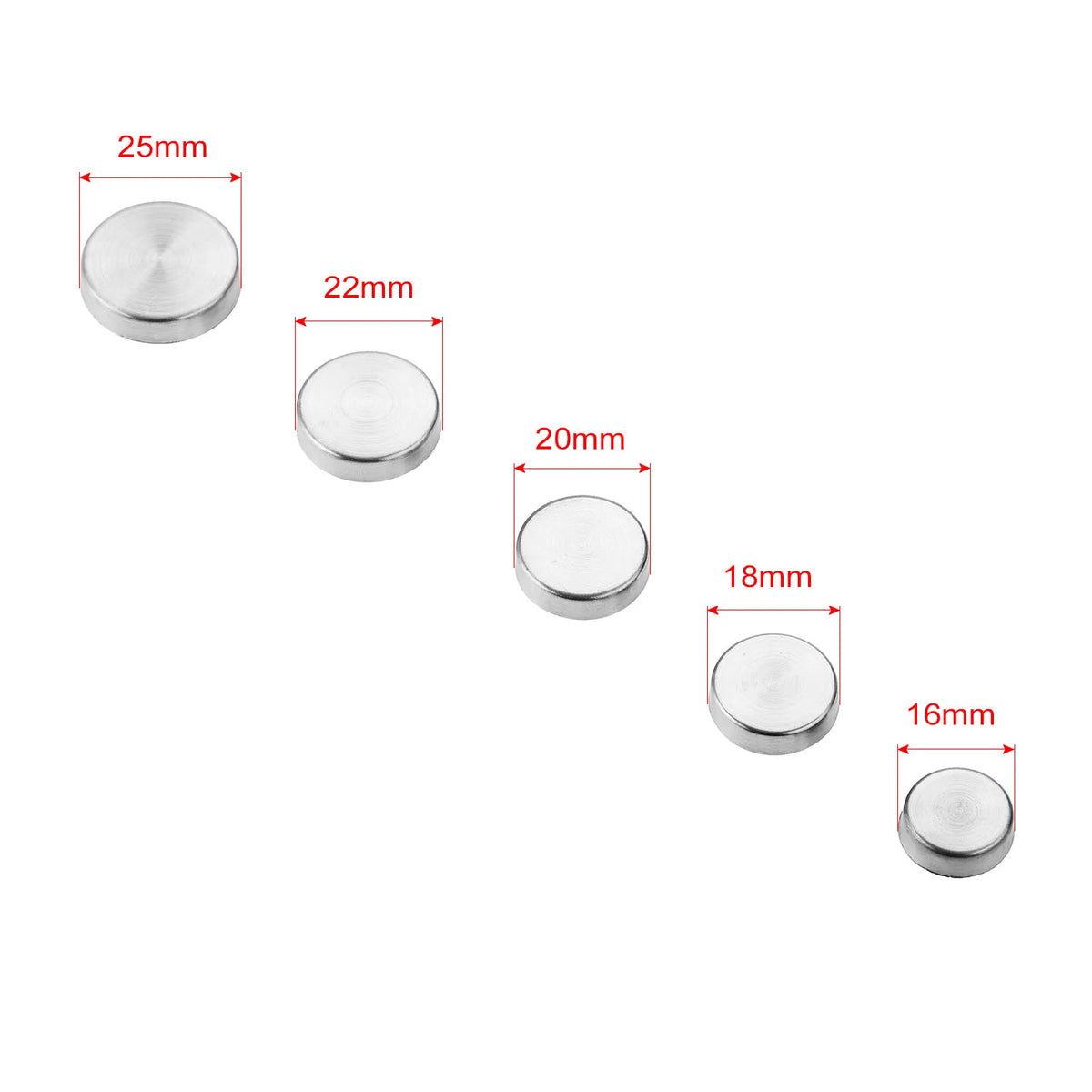 DRELD 20Pcs Stainless Steel Decorative Mirror Screw Cap Nails Screw Covers Fasteners & Hooks Furniture Hardware 16/18/20/22/25mm
