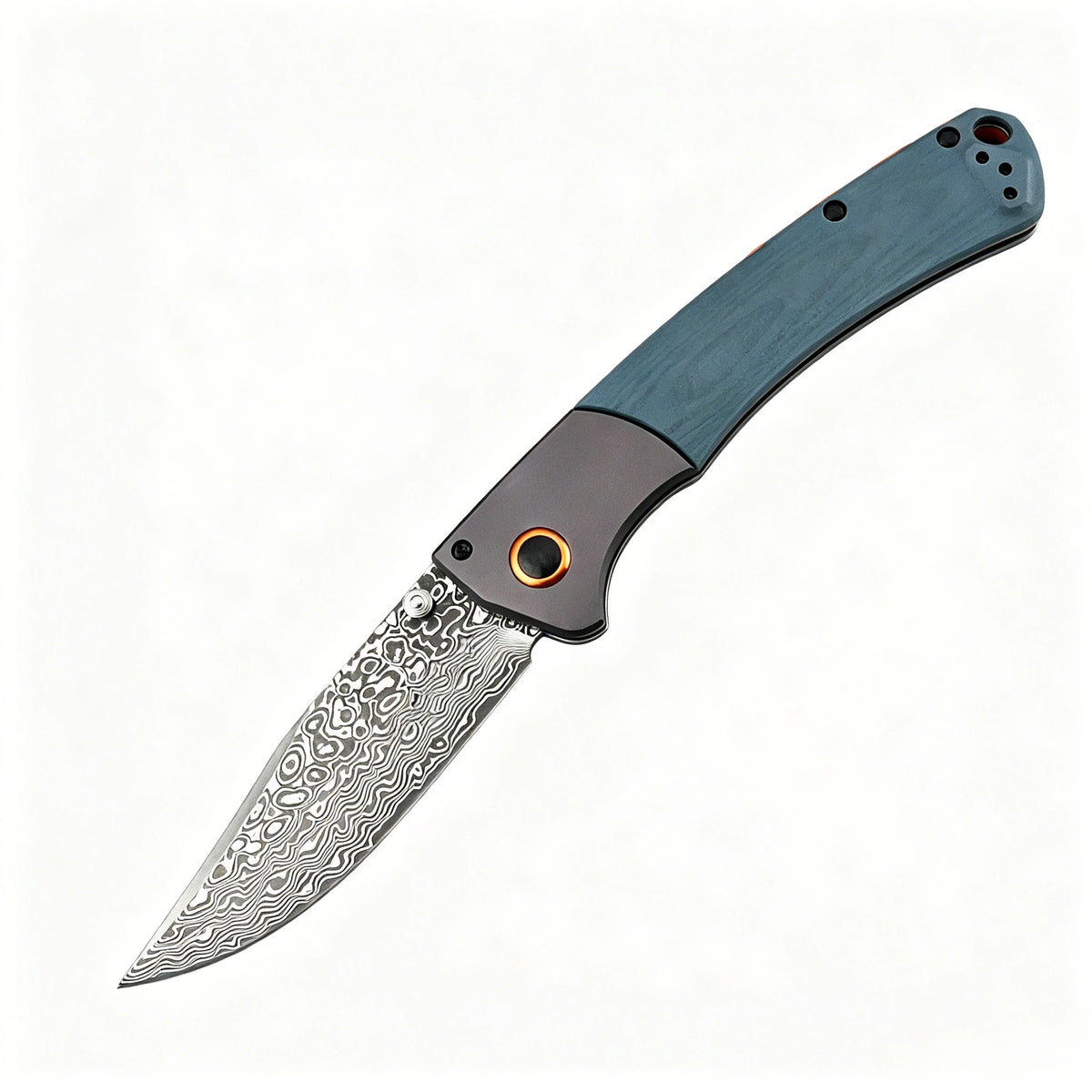 15080 Folding Knife Damascus Steel Blade Portable Pocket Knife Outdoor Camping Fishing Wild Exploration Practical Fruit Knife