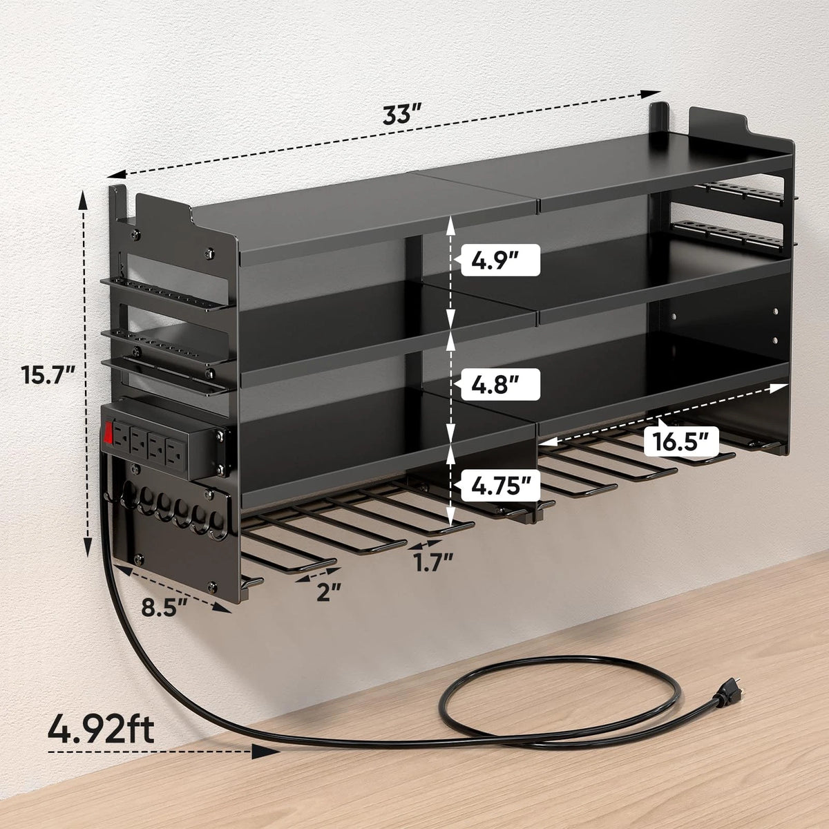 POKIPO Large Power Tool Organizer Wall Mount with Station, Black