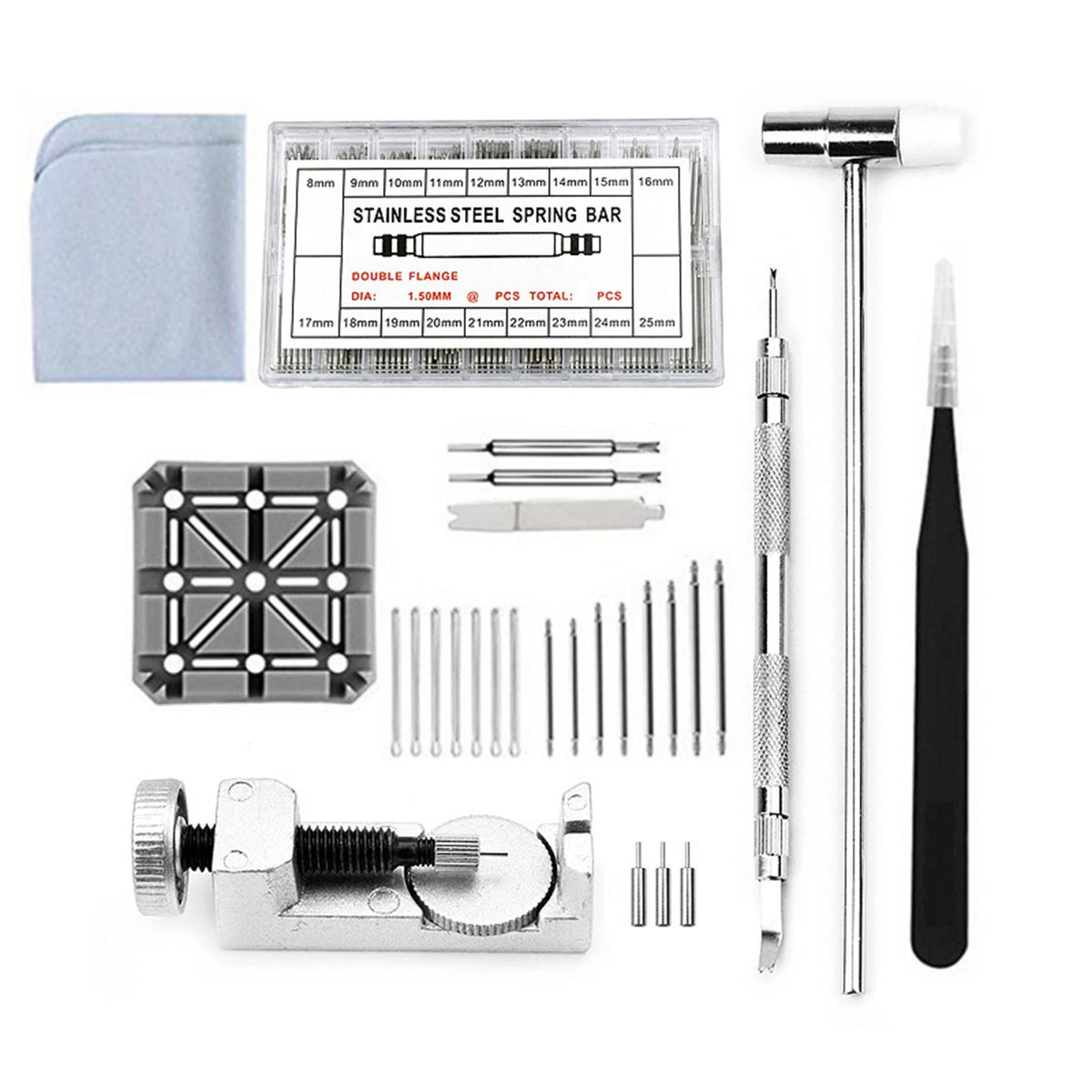 Watch Repair Kit Band Strap Bracelet Link Pins Remover Screwdriver Tool Set E