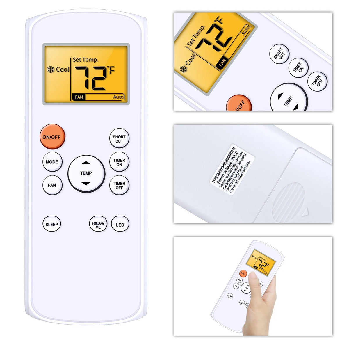 RG57H3(B)/BGCEFU1M Replacement Remote Control For Pelonis Air Conditioner