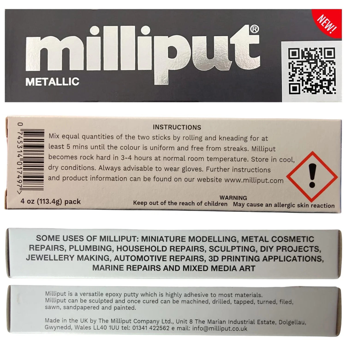 Milliput Epoxy Putty, Metallic - 2 Part Putty Sculpting Clay