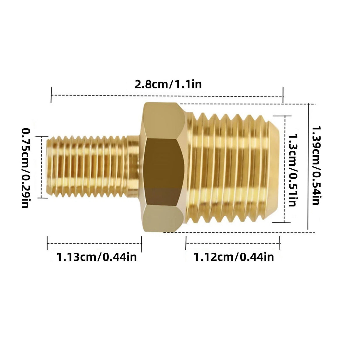 Compact Size 1/4" NPT (M) to Standard for Schrader Valve (M) Air Chuck Adapter