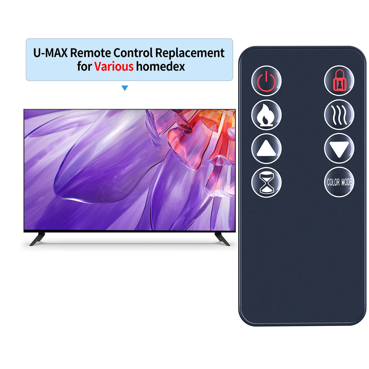 Replacement Remote Control For Various Recessed Mounted Electric Fireplace
