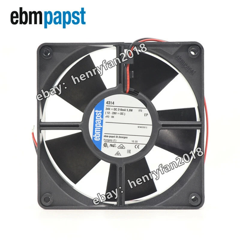 Ebmpapst 4314 Axial Fan DC 24V 5W 210mA 120*120*32MM 2-Wire Cabinet Cooling Fan