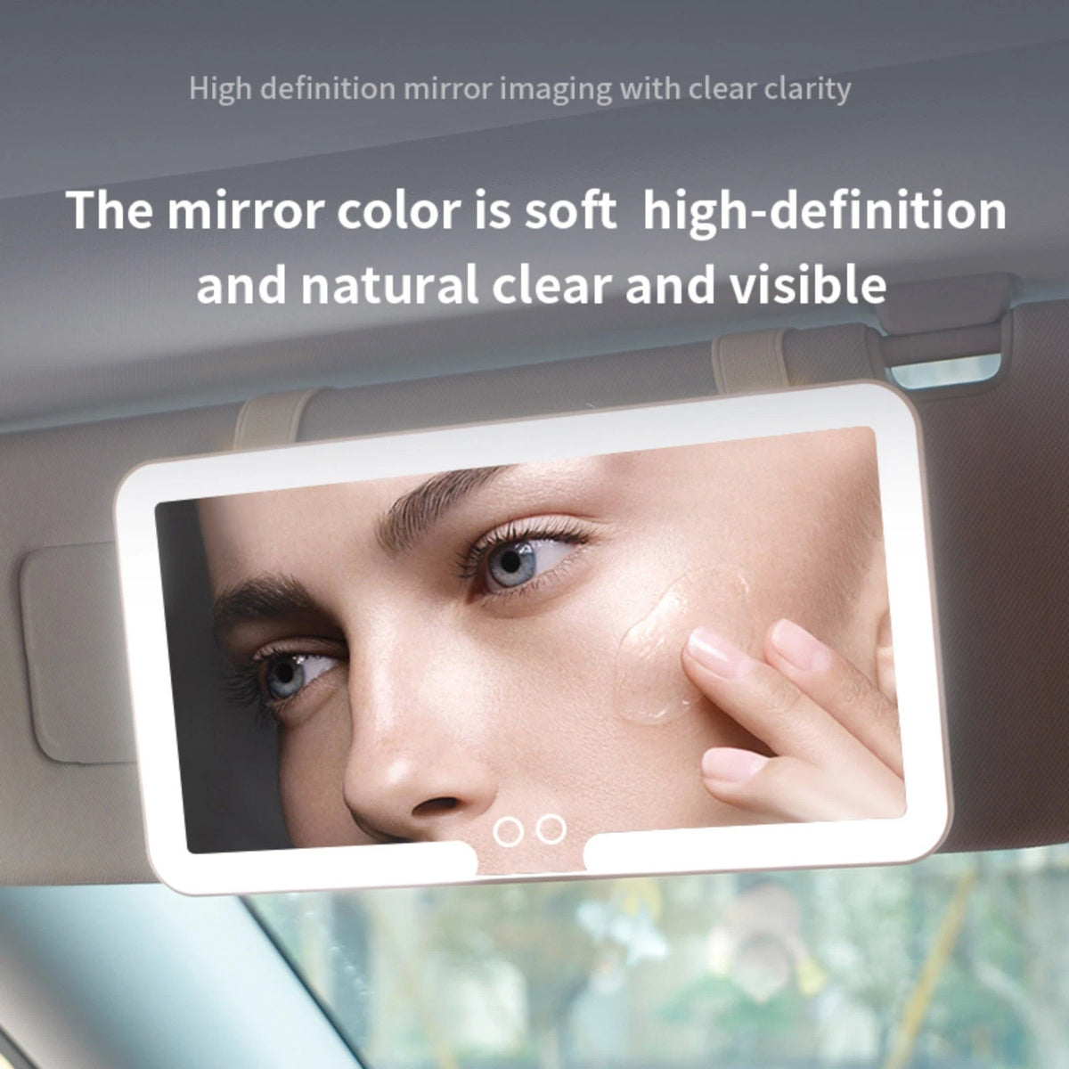 Rechargeable Car Visor Makeup Mirror With Bicolor LED And Adjustable Straps