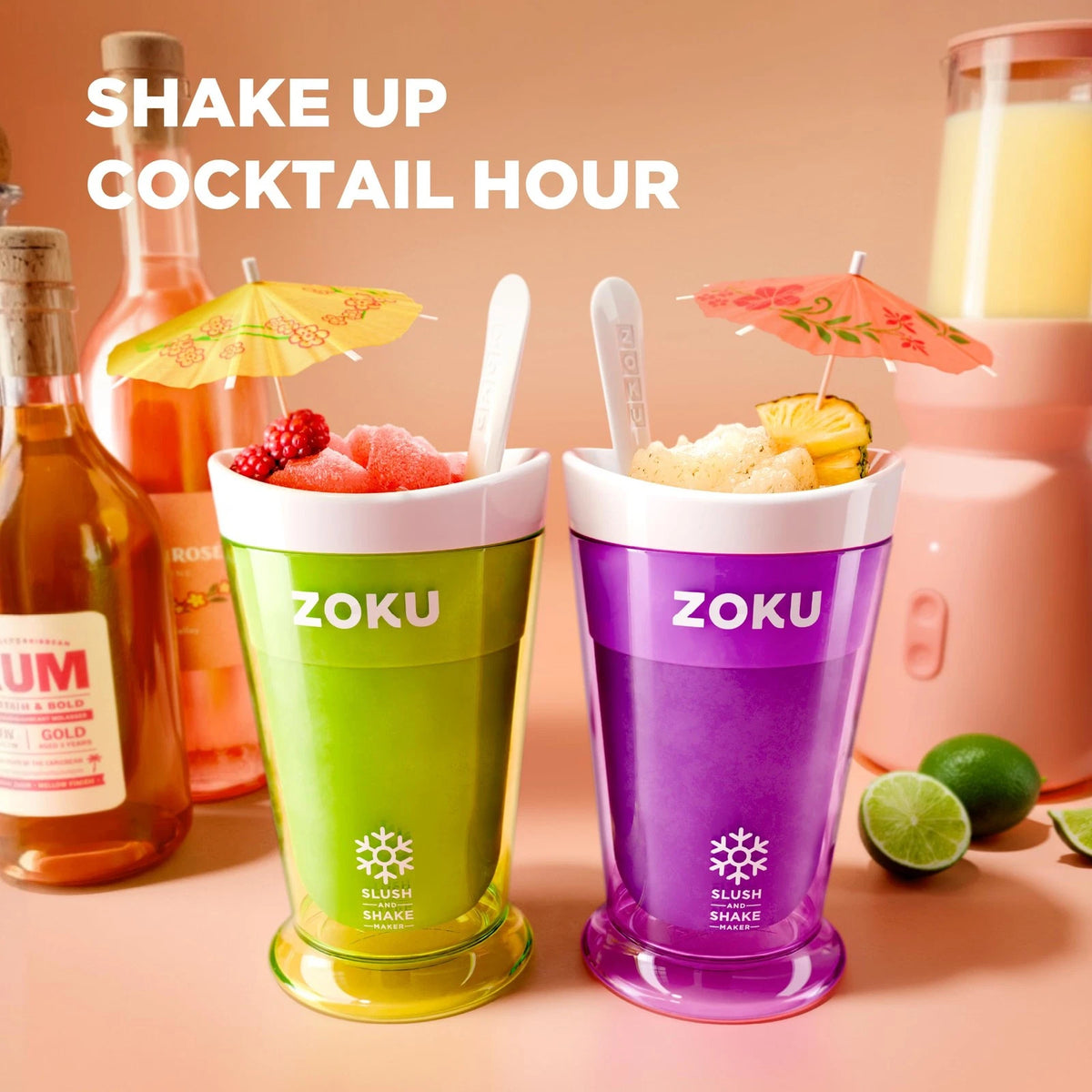 Zoku Jumbo Slushie Cup With Spoon Freezer Core Single-Serve Cup, Red