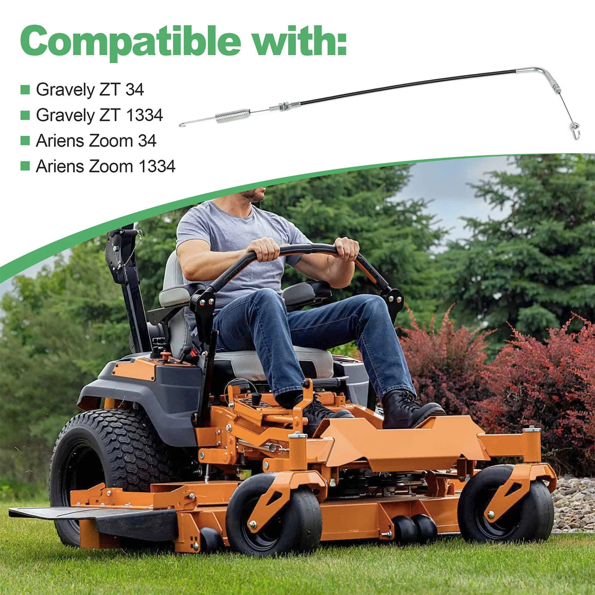 06900338 Power Take-Off (PTO) Cable Fits Ariens 1334 Zoom, Gravely ZT 1334