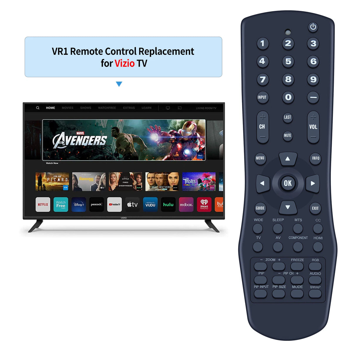 VR1 Remote Control For Vizio TV VW42L VW37L VW26L VS42L GV47L GV46L GV42L