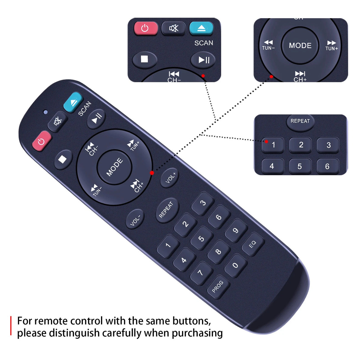 Remote For LONPOO Stereo Shelf System Vintage CD Player 40W RMS LP-SZGXG-DXES
