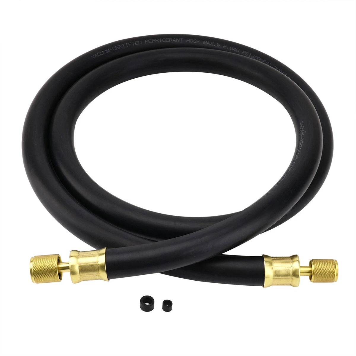 1/2" Diameter Hose, 3/8" FL to 1/4" FL Vacuum Certified Refrigerant Hose, 6'