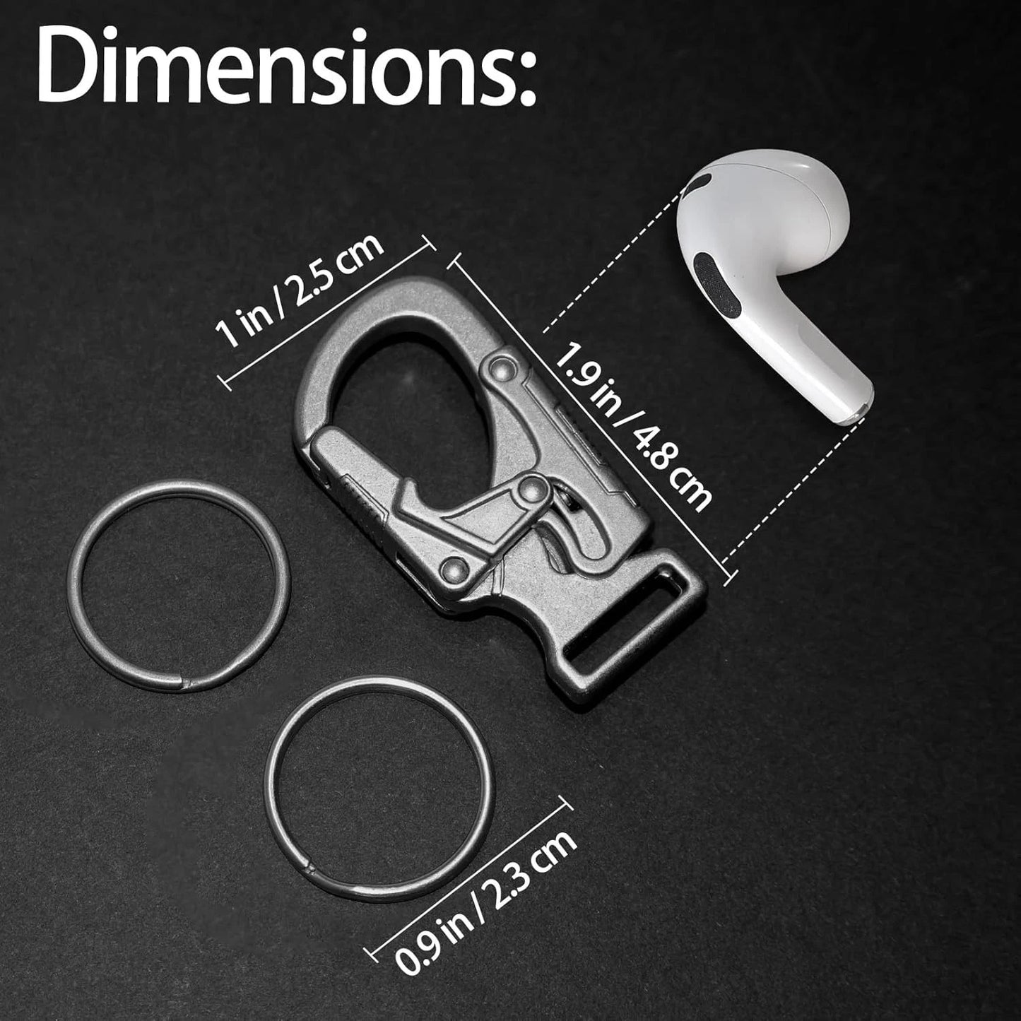 Ahiller Carabiner Clip,1.9'' Alloy Car Keychain Clip with 2 1.9", Silver-1P