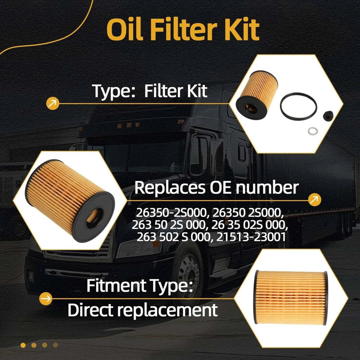 High Quality Oil Filter Replacement For Hyundai 2.5L Santa Cruz SUV K5 Sorento