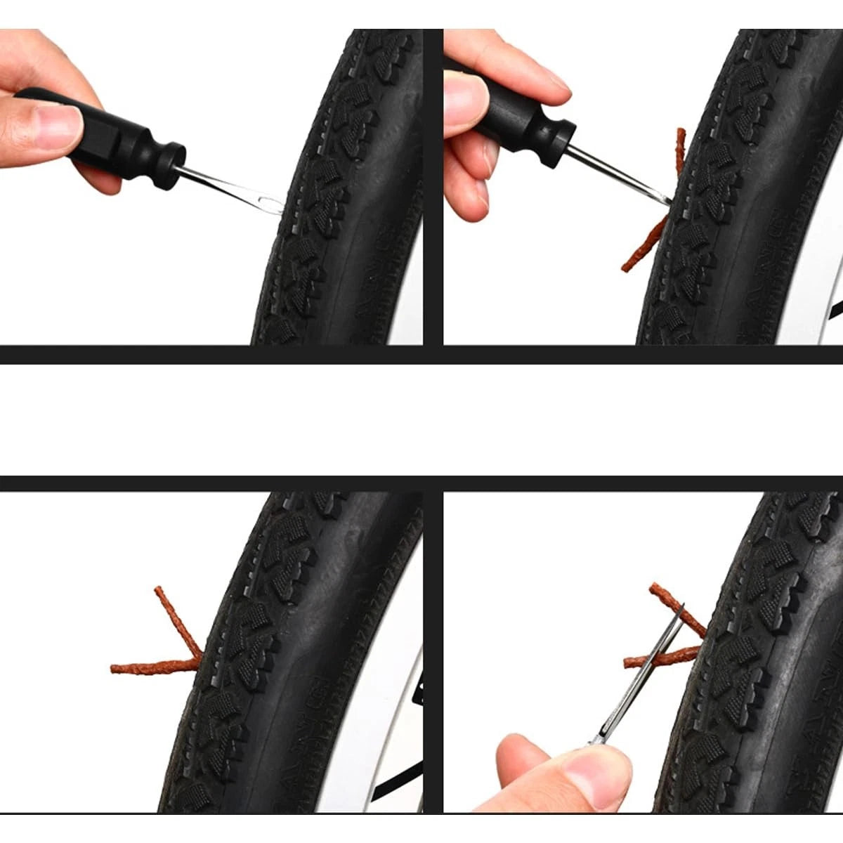 Tubeless Tire Repair Kit for Bicycles | with Vulcanized Rubber One Size