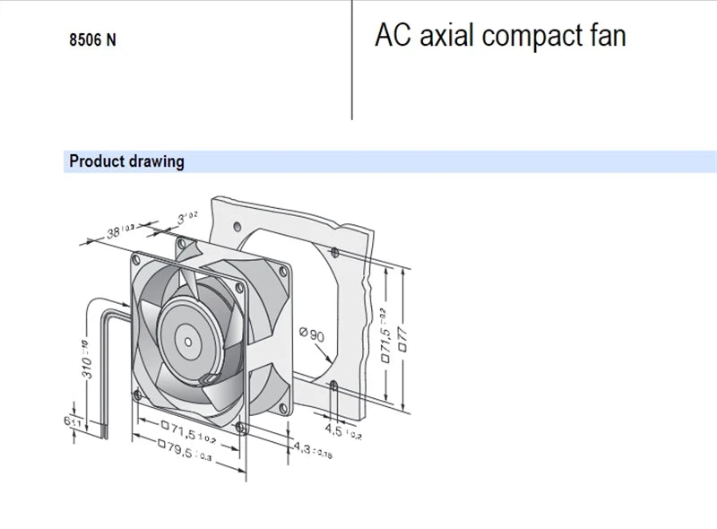 Ebmpapst 8506N Axial Fan 115V 12/11W 80*80*38mm 135/115mA All-metal Cooling Fan