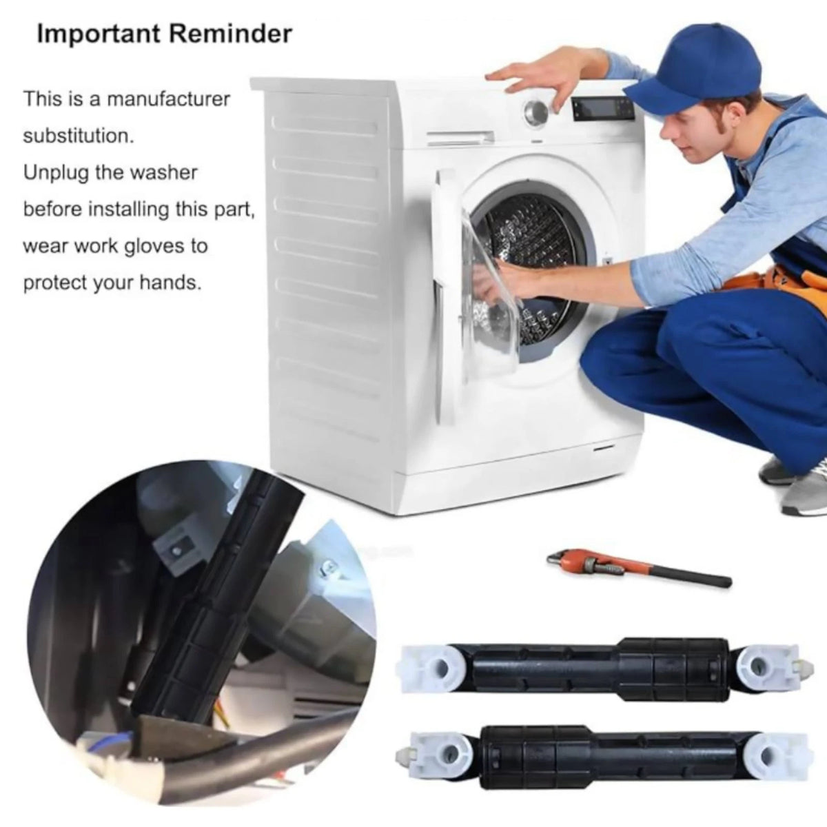 4pcs Standardized Sizes Washer Shock Absorber Replacement For Whirlpool