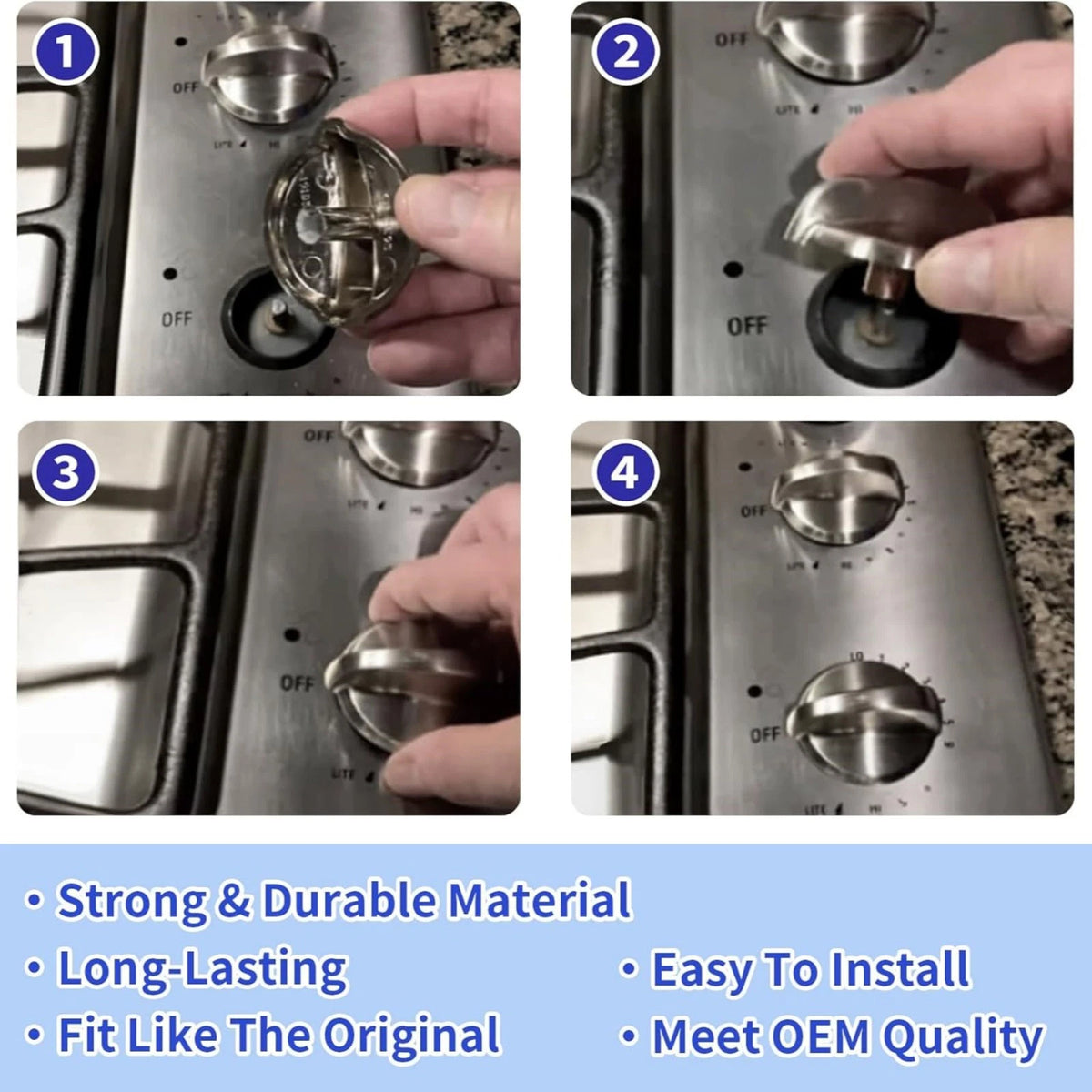 5PCS Stove Burner Control Knob Accessory For GE Range Oven Model JB840SP Series