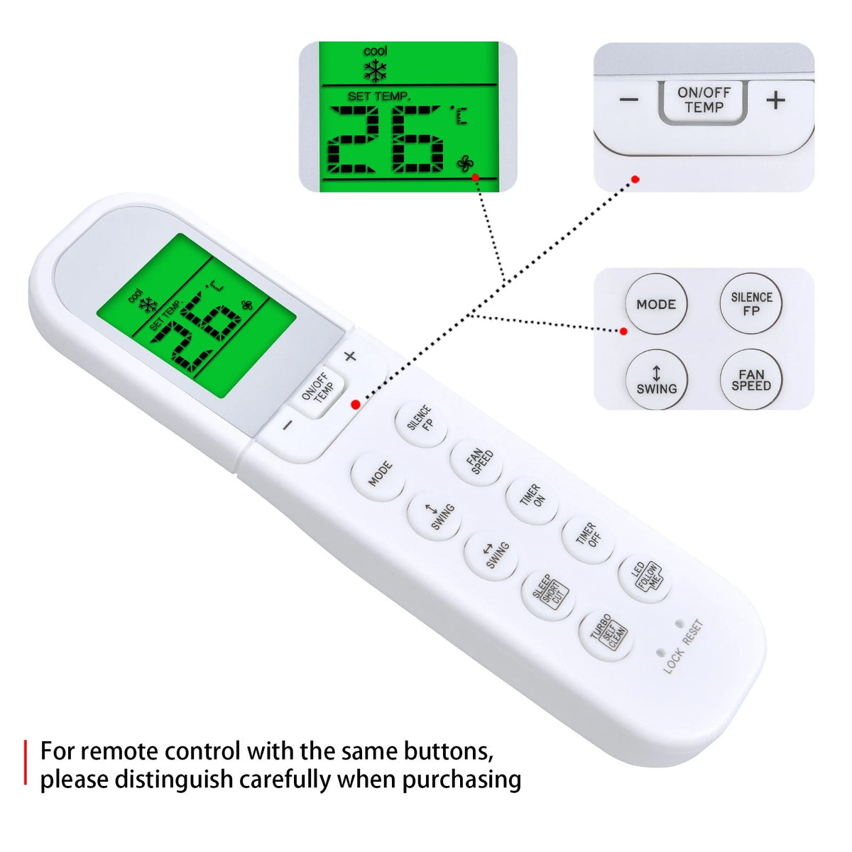 Remote Control For Cooper&Hunter Mini Split Air Conditioner Sophia/Mia NG Series