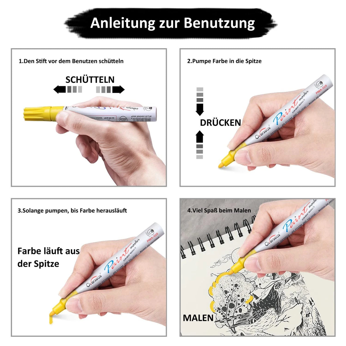 Paint Marker Pens - 5 Colors Permanent Oil 5 Count (Pack of 1), 5 colors