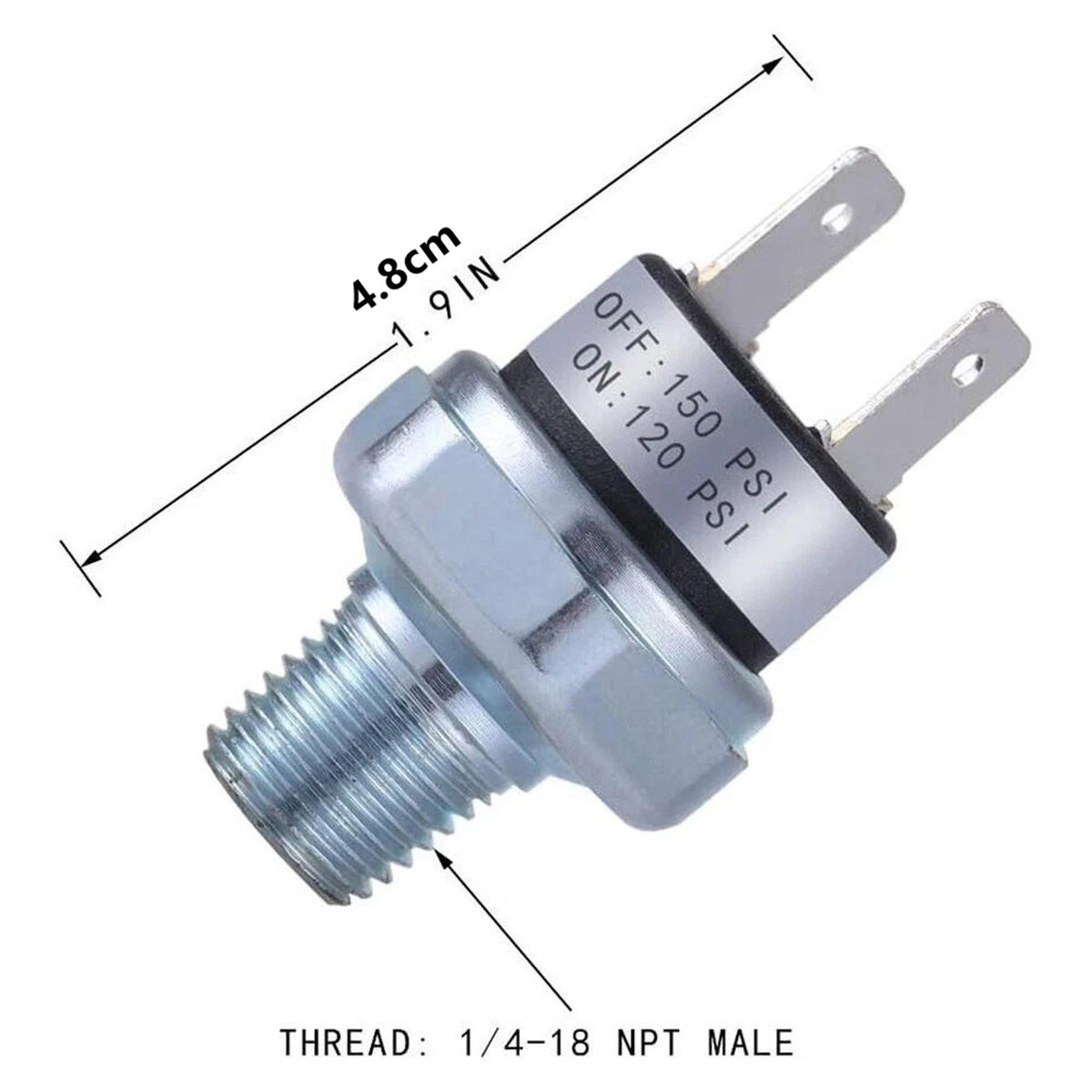 2Pcs Air Compressor Pressure Switch 120-150 PSI For Air Tank 1/4"-18 NPT Port