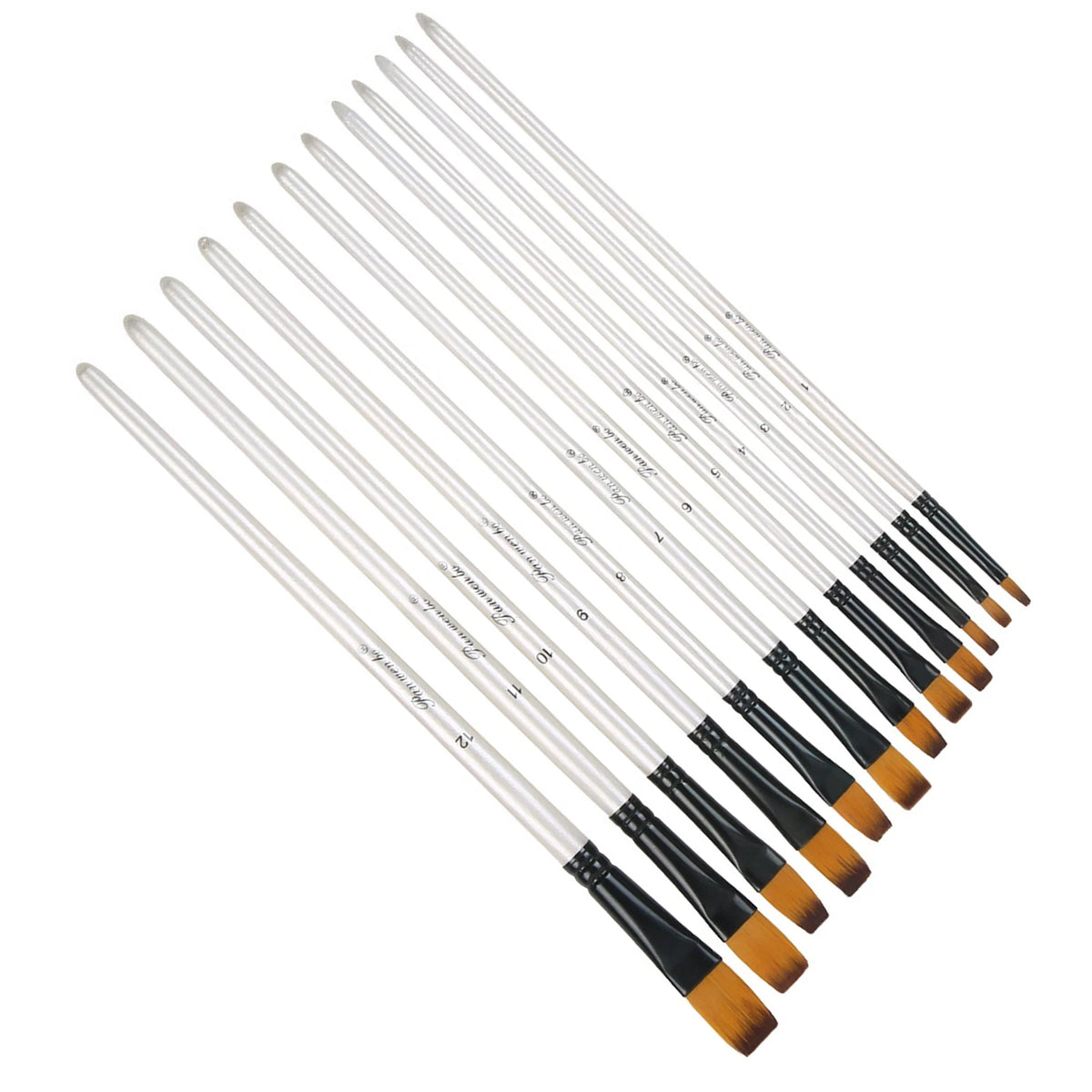 12Pcs Nylon Wool Artist Paint Brushes Fit For Watercolour Acrylic Gouache Tool