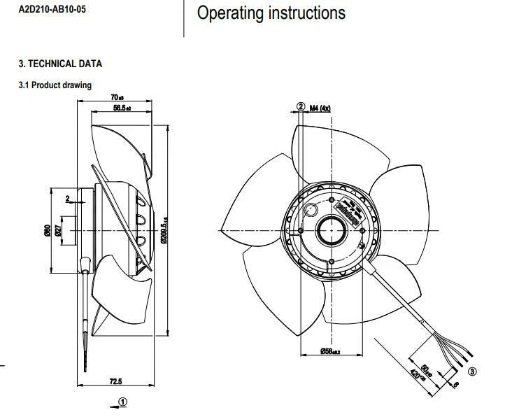 A2D210-AB10-05 Ebmpapst M2D068-CF 400/480VAC 0.26A For Siemens Spindle Motor Fan