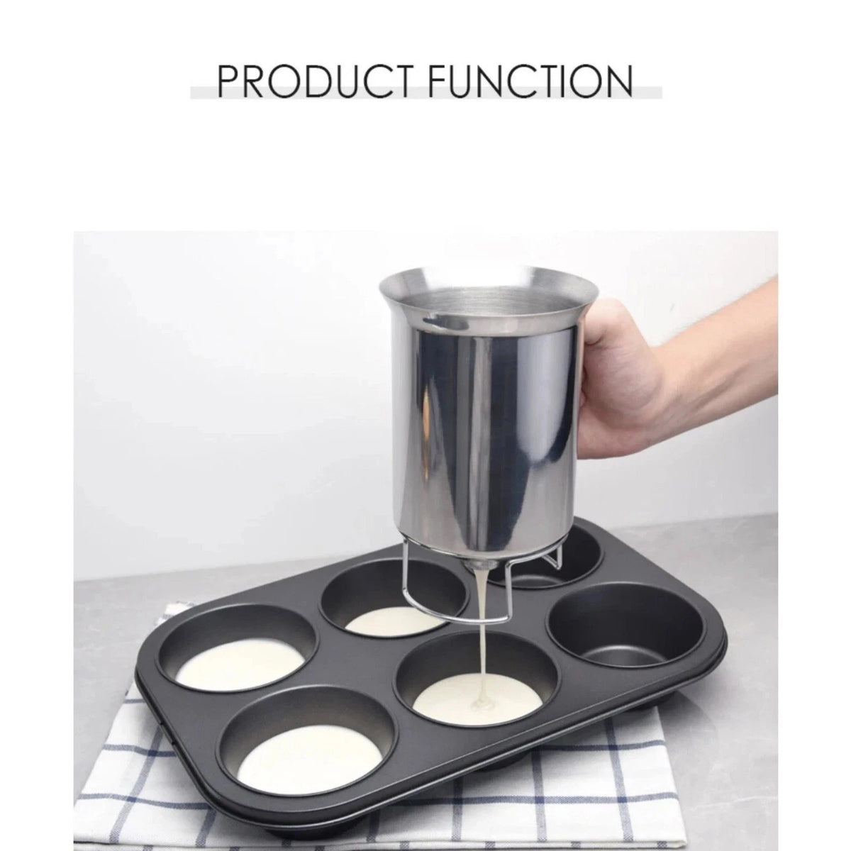 Stainless Steel Batter Dispenser with Quick-Close Valve No Spills for Pancakes