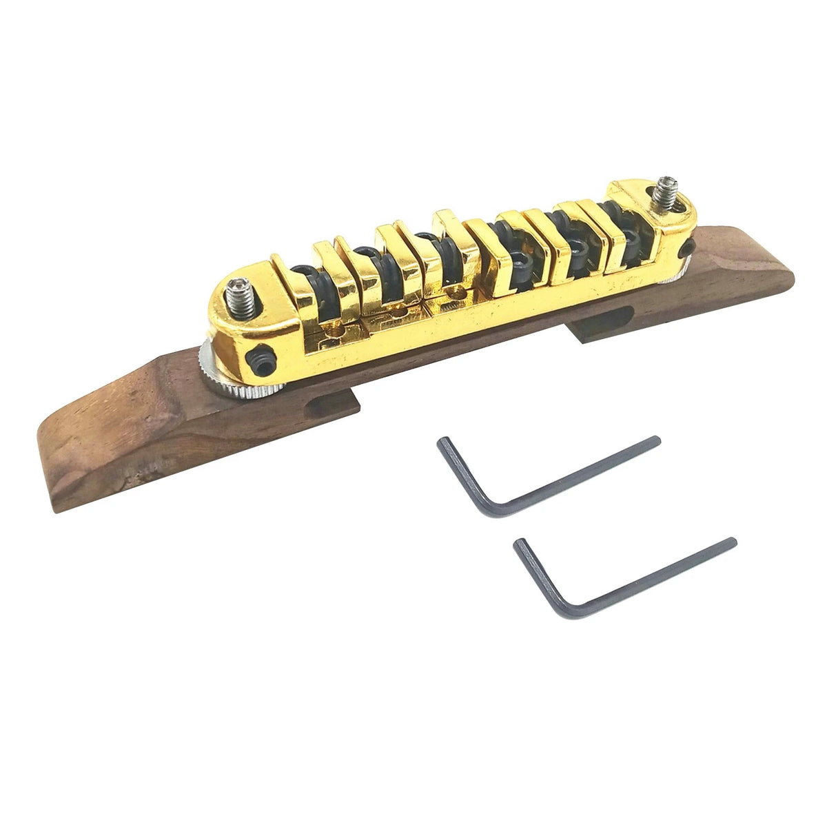 Gold Adjustable Metal Bridge With Roller Saddles For Archtop Jazz Guitar