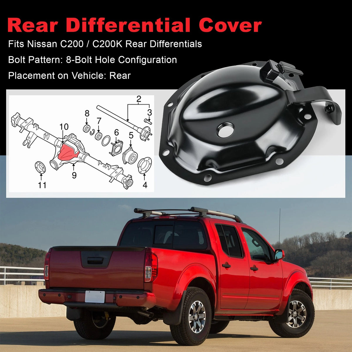38350-EC010 Rear Differential Cover Fits Nissan 2005-2015 Xterra 8-Bolt C200K