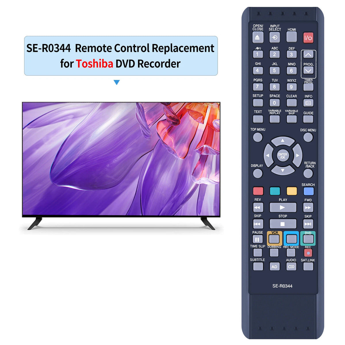 SE-R0344 For Toshiba HDD DVD Recorder Remote Control RDXV59DTKB RDXV60