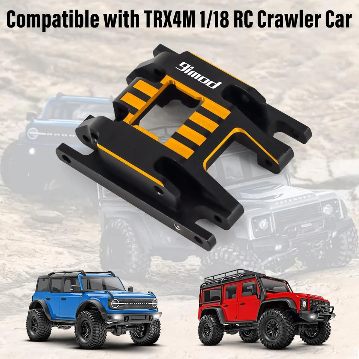 Skid Plate for 1/18 RC Crawler TRX4M Upgrade Parts, CNC Black&orange