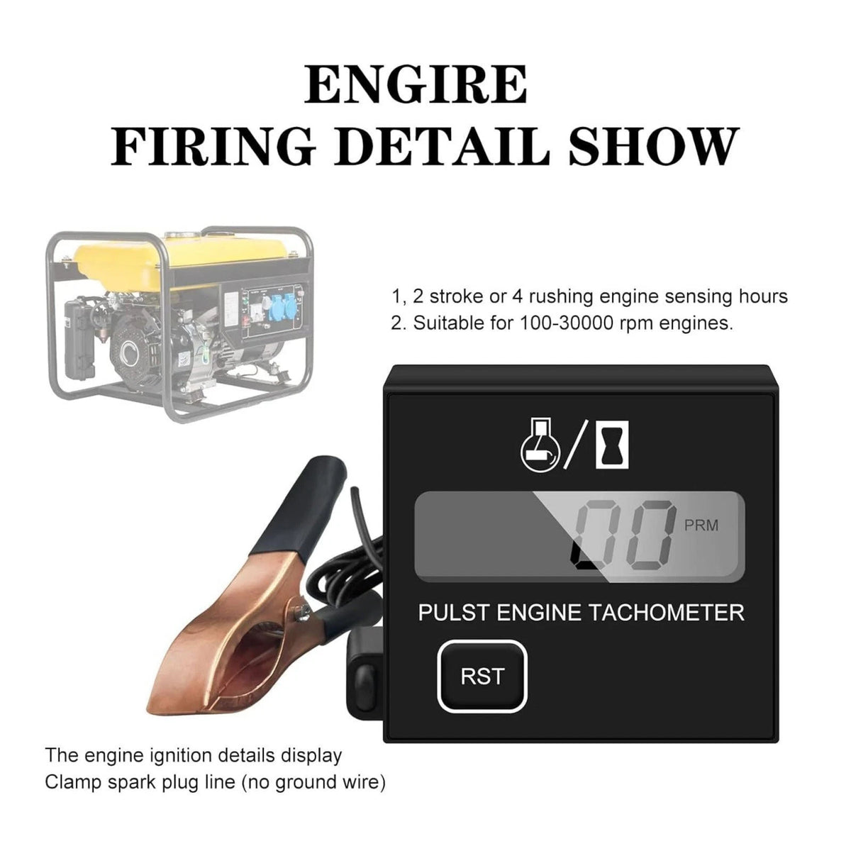 30000RPM 2 & 4 Stroke Tachometer Gauge For Small Engine Tachometer