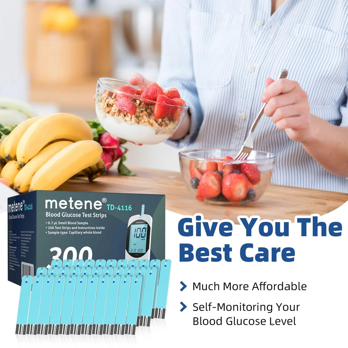 Metene TD-4116 Blood Glucose Test Strips, 300 Count 1 (Pack of 300)