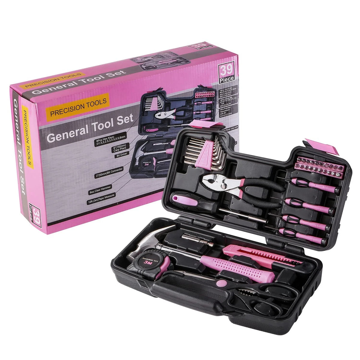 39 Piece All Purpose Basic Household Pink Tool Kit for Women - Small