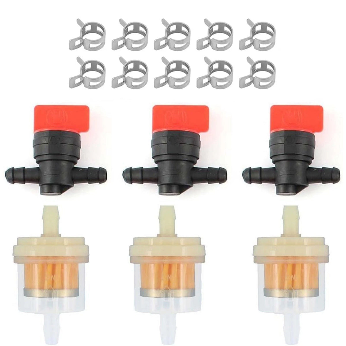 3-Pack Fuel Filter Replacement Kit 494768 698183 With Valves And Fuel Clamps