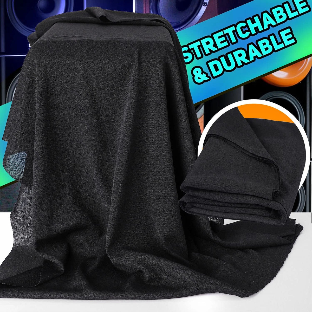 Facmogu Speaker Grill Cloth, 67"x20" 67" x 20" (170 x 50 cm), Black Tulle