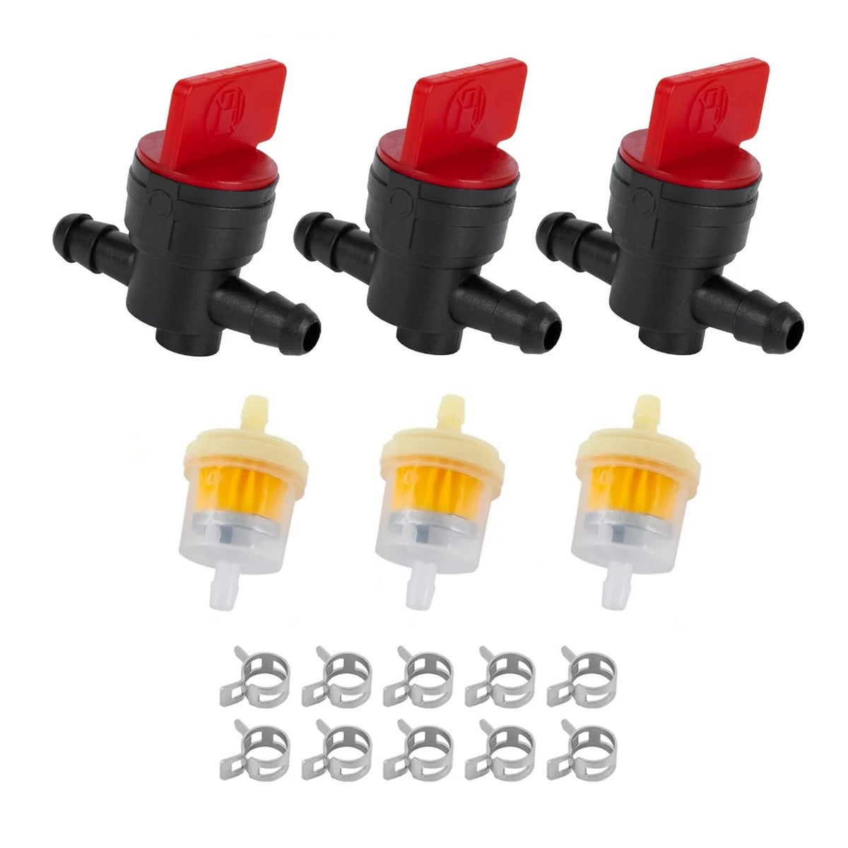 3-Pack Fuel Filter Replacement Kit 494768 698183 With Valves And Fuel Clamps
