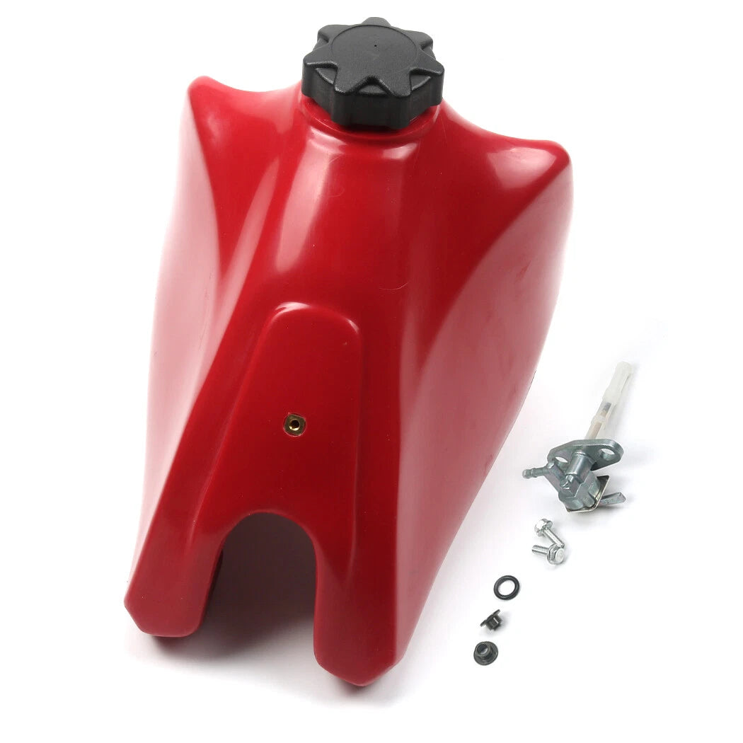Red plastic fuel tank with cap and petcock for Honda XR200R 1985-2002