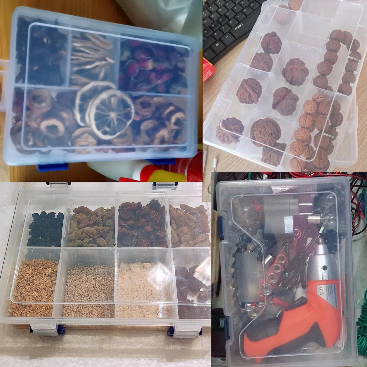 Xiaoyztan Clear Plastic Organizer, 8 Grids with Adjustable Dividers,