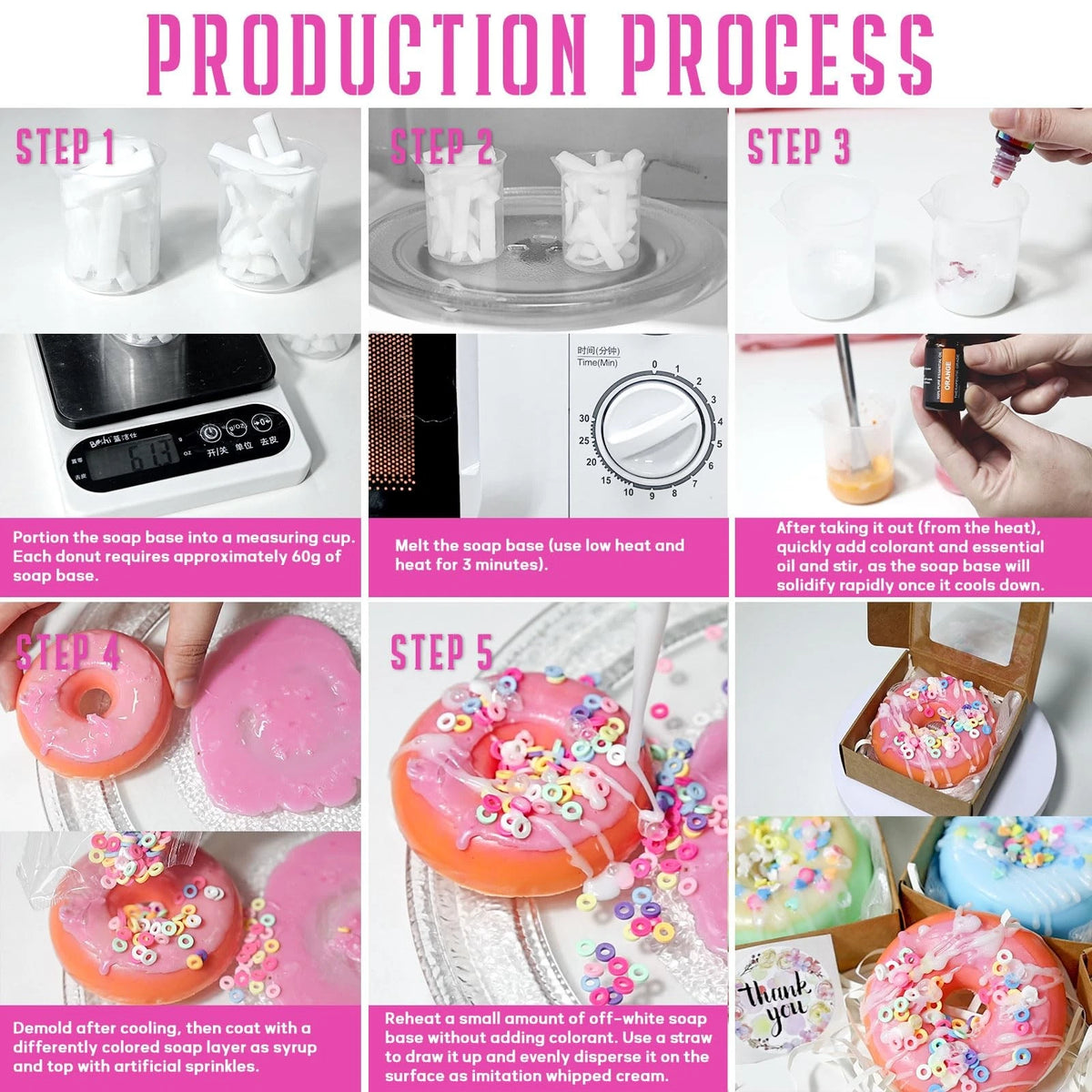 WhizToys Soap Making Kit, DIY Supplies with small, colorful-Donut