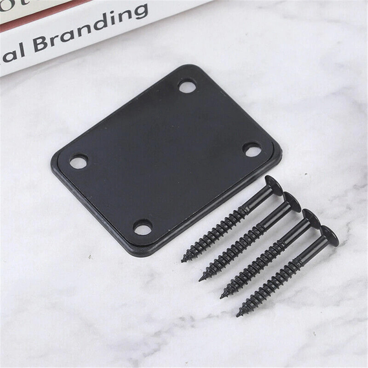 Black Electric & Cigar Box & Jazz Bass Guitar Neck Plate with 4 Screws E