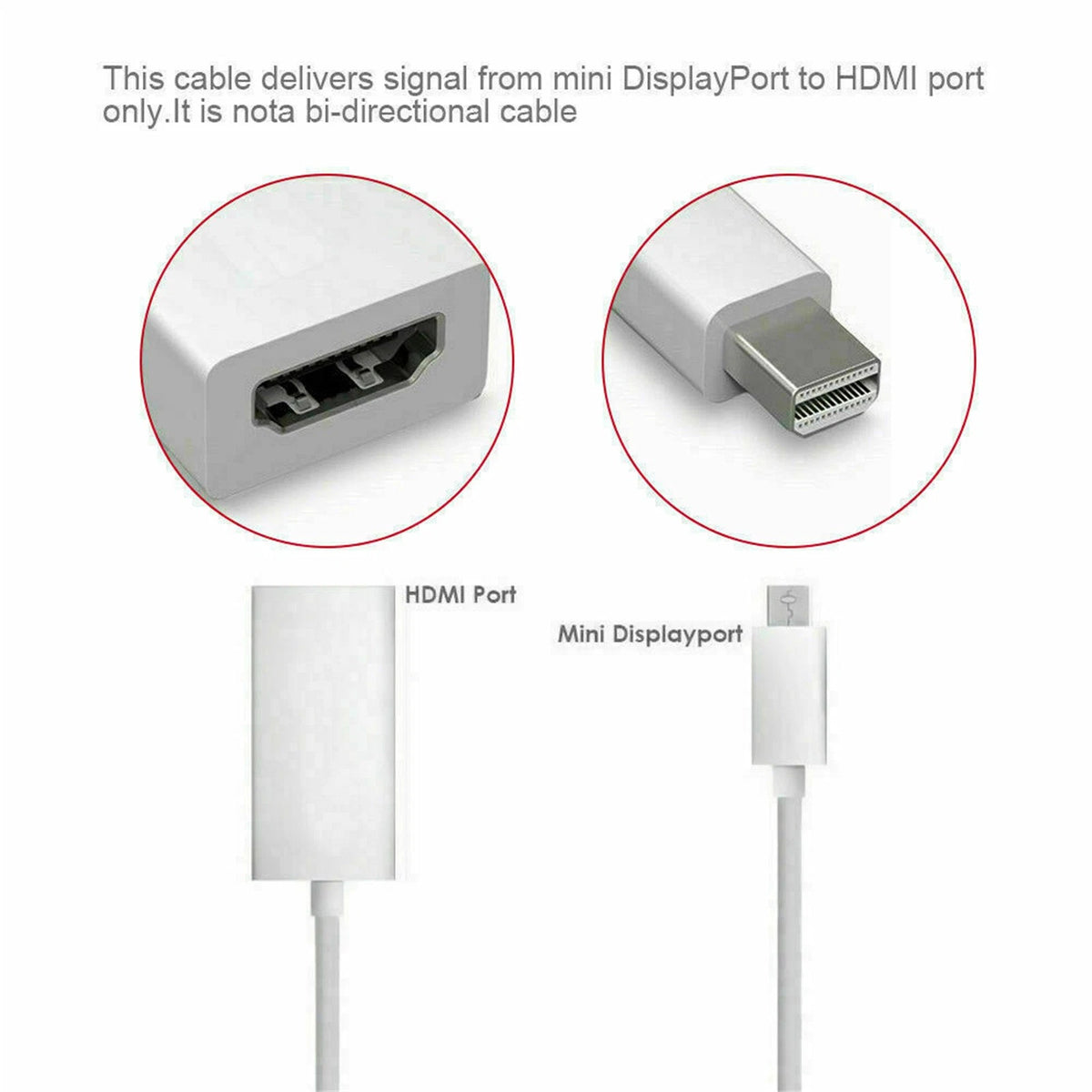 2Pcs Mini DP Thunderbolt To HDMI Cable Converter 4K For MacBook Surface Mac iMac