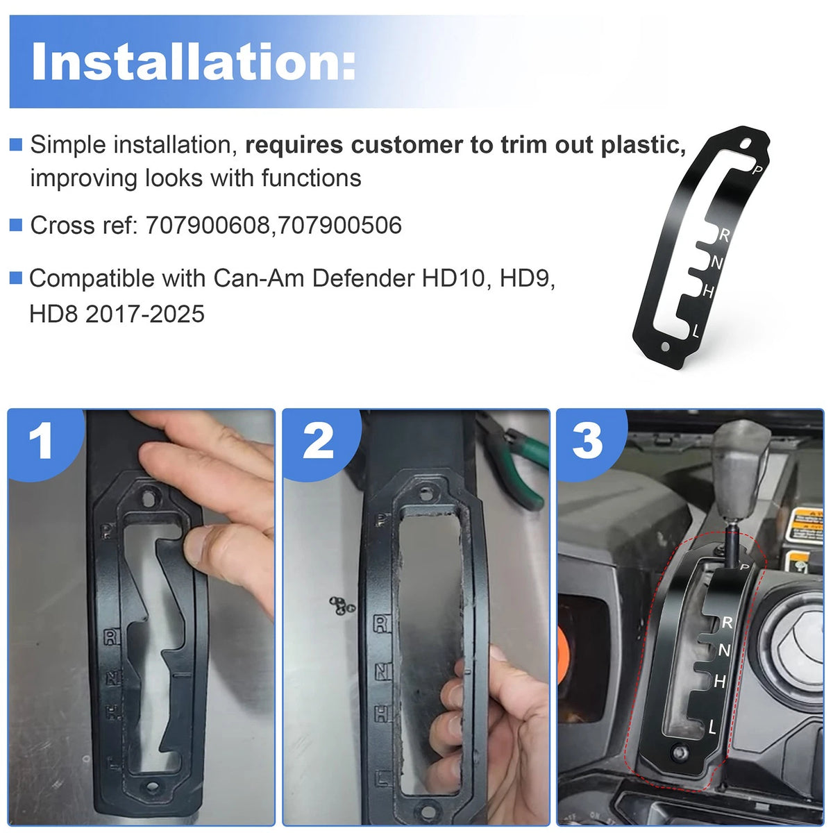 Shift Gate Plate for Can-Am Defender HD10, HD9 and HD8