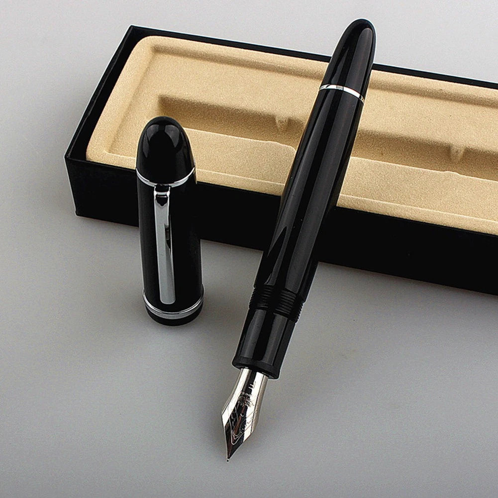Jinhao X159 Fountain Pen Gift Black With Silver Clip Fine Nib Acrylic Screw Cap